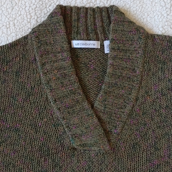 Liz Claiborne Women's L  Brown Pink and Green Speckled  V-neck Sweater - Picture 3 of 9
